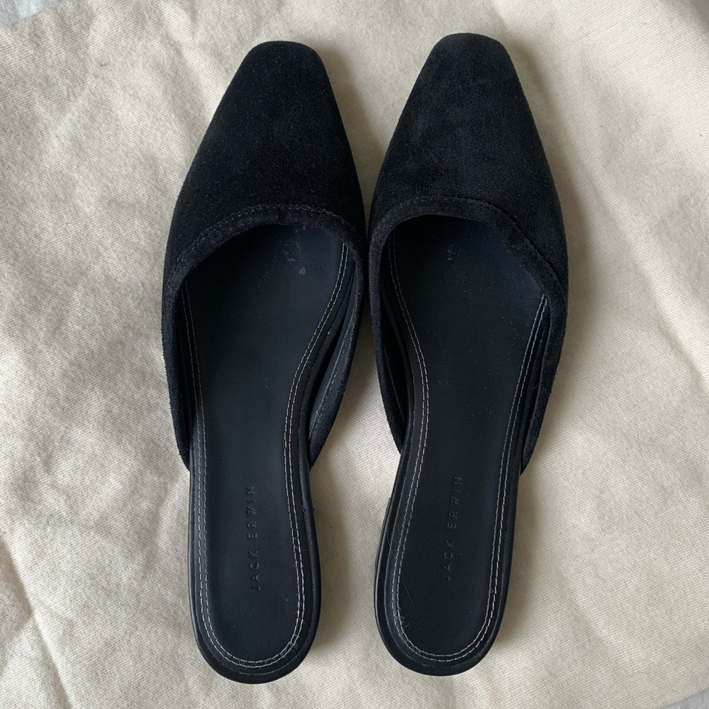 Jack Erwin Black Suede Paz Mules 8